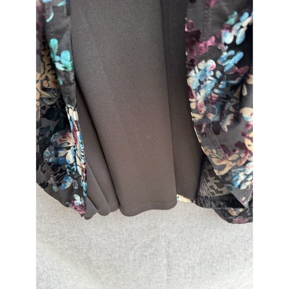 NINE WEST Sz 6 Burnout Velvet Floral‎ Print Dress Black Mini - Picture 7 of 13